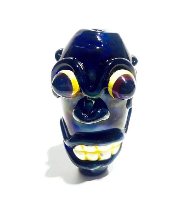 Handmade Glass Pipe - Tiki Face (4")