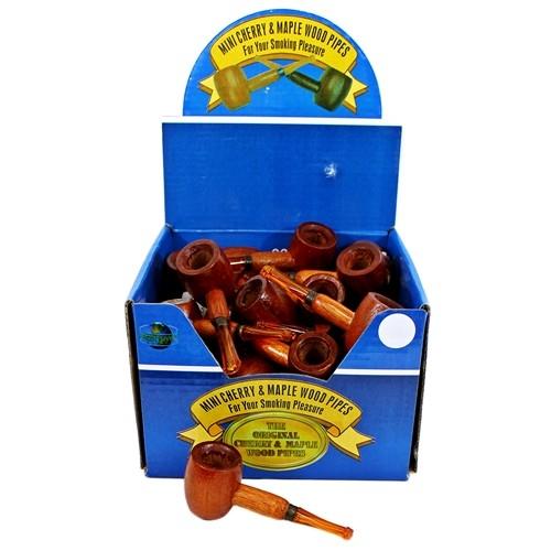 Miniature Cherry and Maple Wood Pipes (36ct)