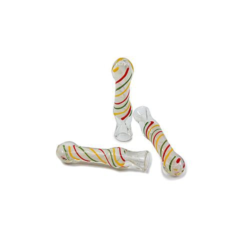 Glow in the Dark Chillum - Rasta Line (3.5")