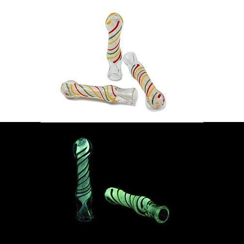 Glow in the Dark Chillum - Rasta Line (3.5")