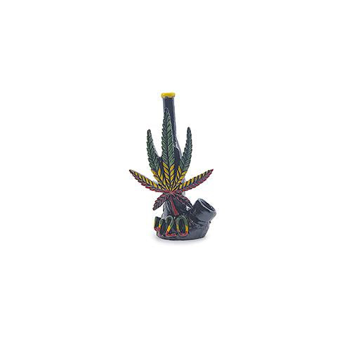 Resin Pipe - Rasta Leaf