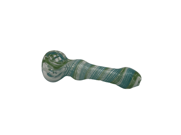 4 inch green and blue swirling stripes pipe