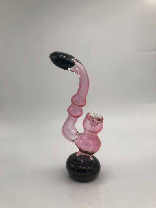 Pink and black glass bubbler