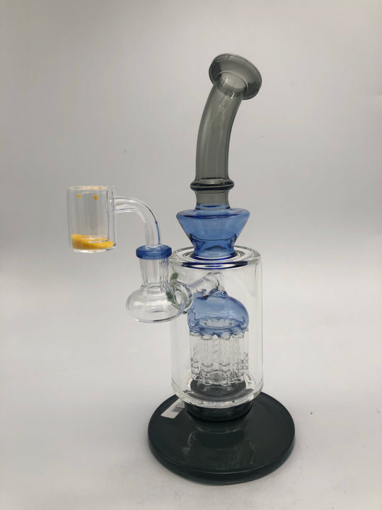 12 inch stemless rig with jellyfish chamber percolator with Thermochromatic banger