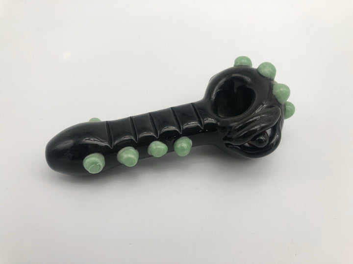 Black with green dot right sided eyeball Pipe