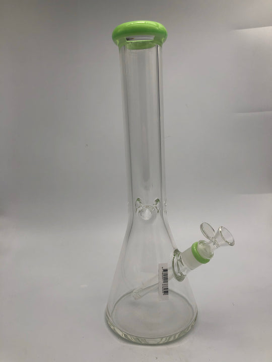 18 inch beaker with colored mouthpiece and down stem rim