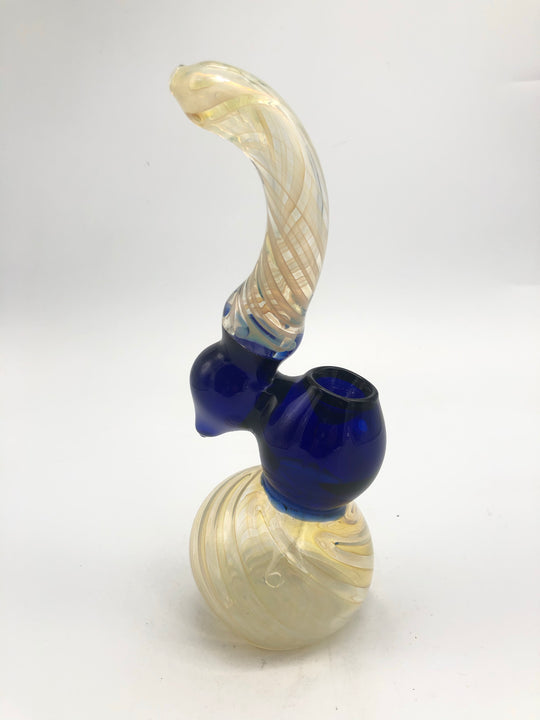 White and blue glass bubbler