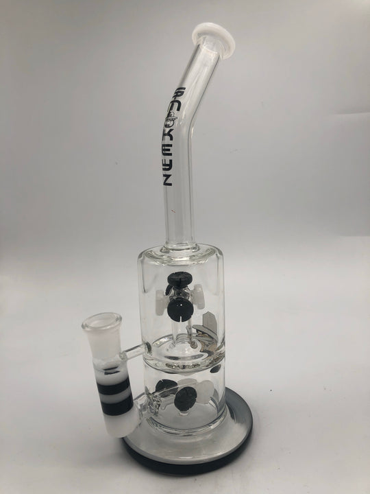 Smokeyz stemless double chamber eight disc percolator with bent neck