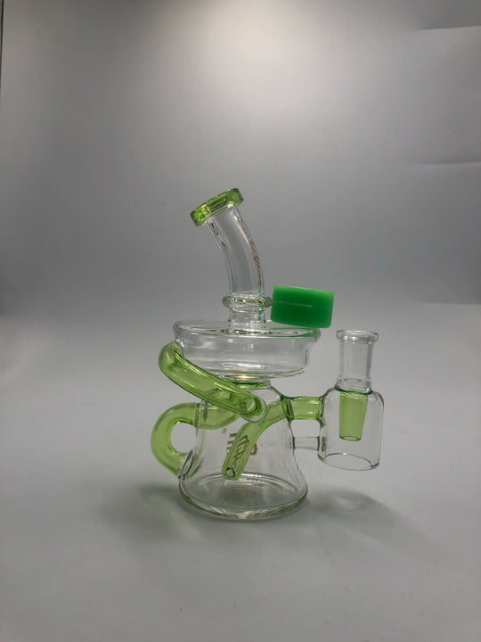 8" Crystal Glass Stemless recycler vortex perc female Rig W/1g silicone cont