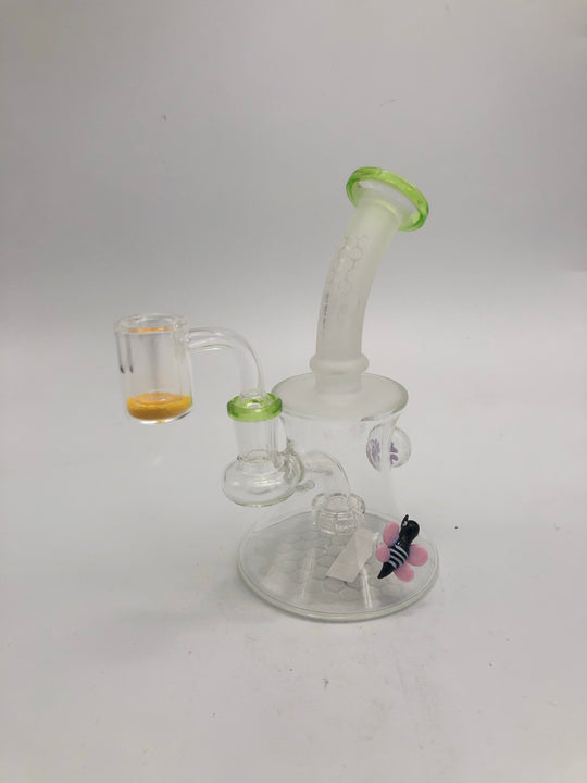 Stemless 8 inch with 3D bee, frosted honeycomb and colored mouthpiece