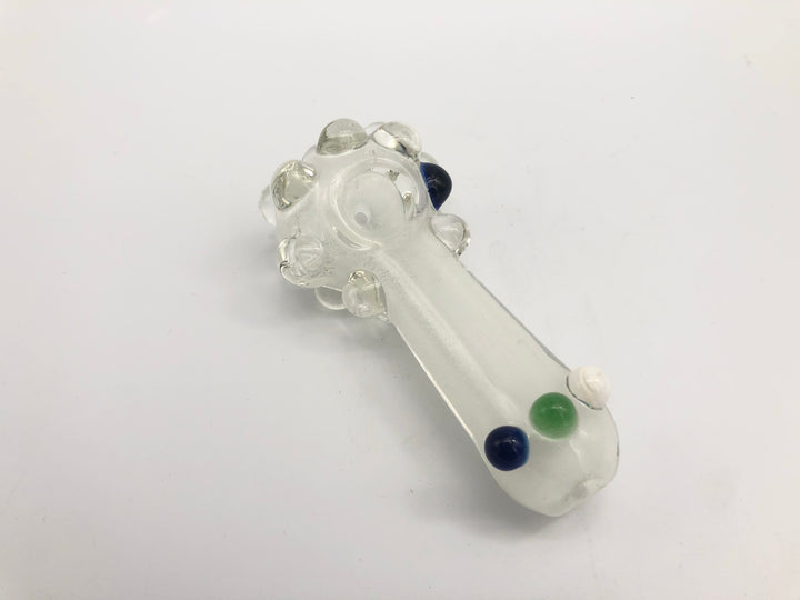 3 inch white body with green, clear and blue dot