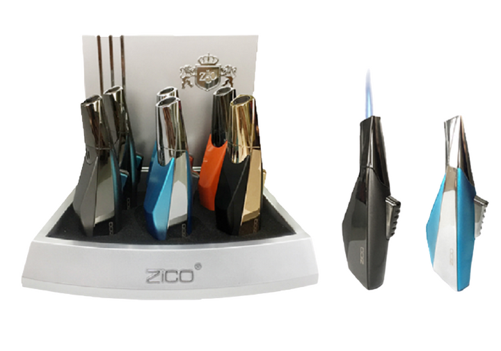 ZICO MIXED COLORED TORCH LIGHTERS 6CT DISPLAY ZD-65